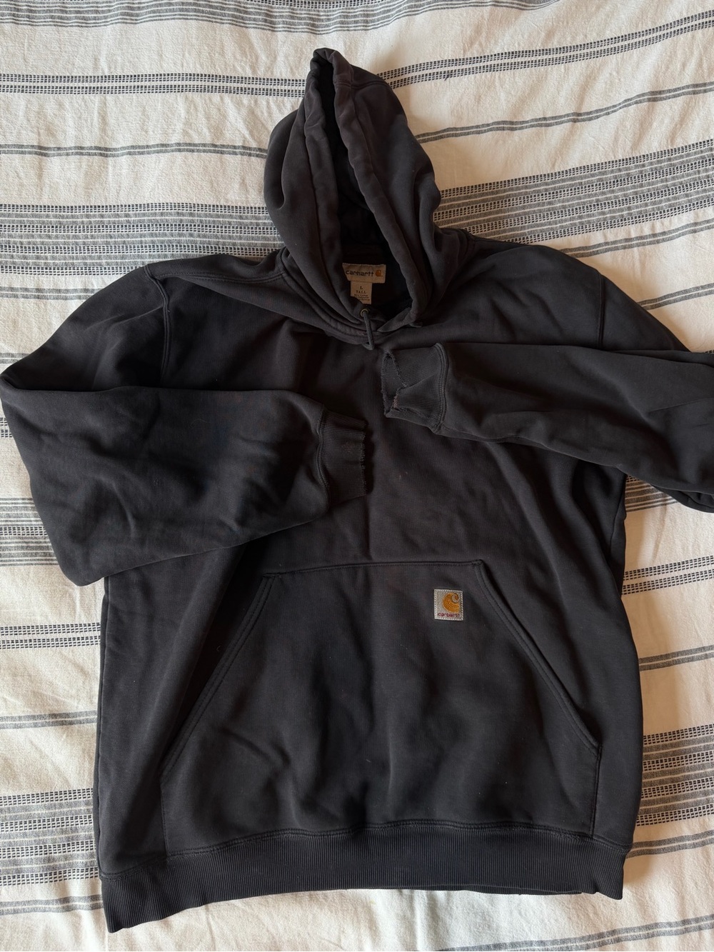 Carhartt Perfectly distressed Men's Black Pullover Hoodie with Front Pocket